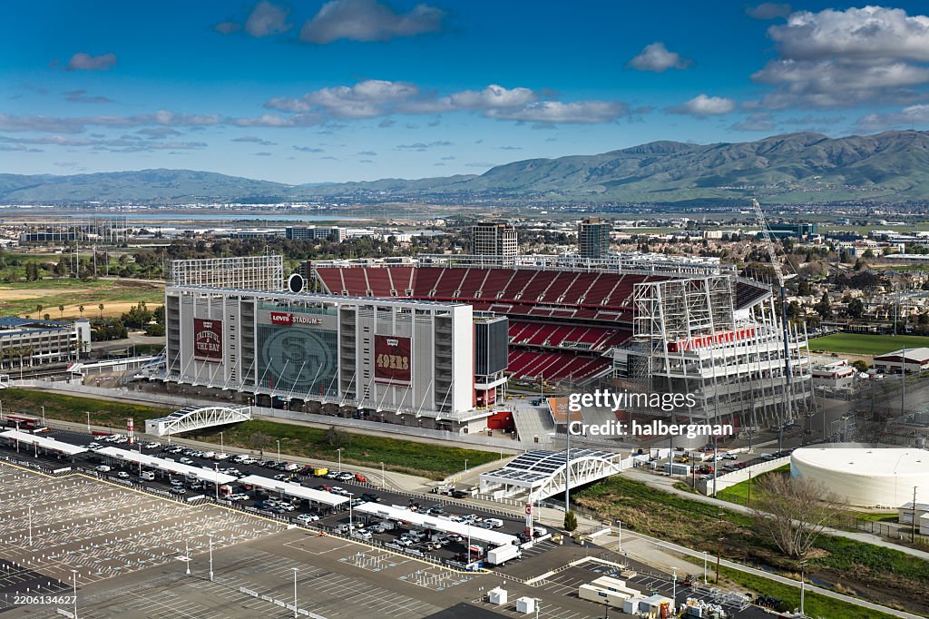 Dramatic Aerial Shot of Levi's Stadium in Santa Clara, CA