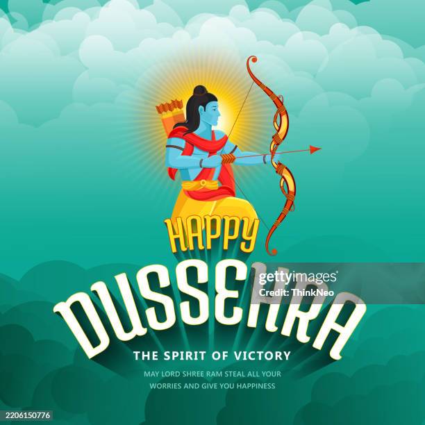 God Rama Shadow Happy Dussehra Celebration Card With God Rama Shadow And Ravana High ...