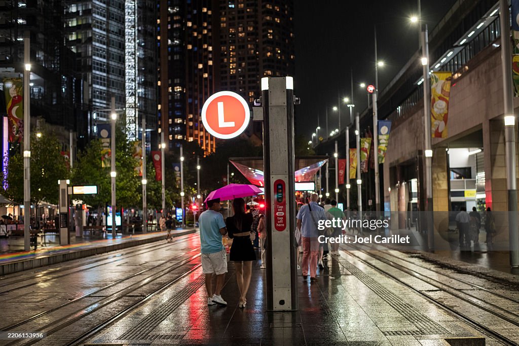 People waiting for tram in Sydney's Circular Quay