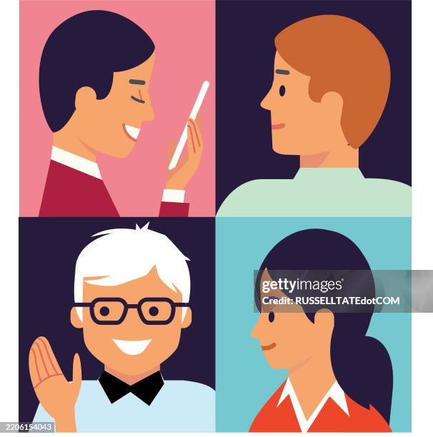 Humans Speaking Visual Head And Faces Of People Talking And Listening With Smart Devices High ...