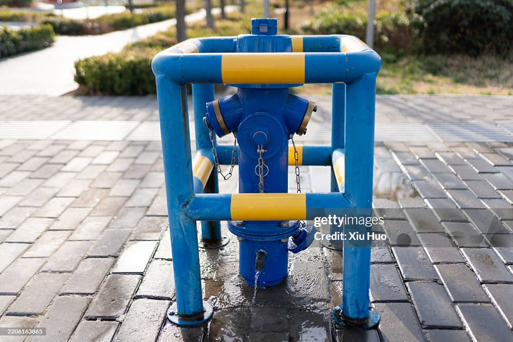 Intelligent fire hydrants equipped with guardrails on urban roads