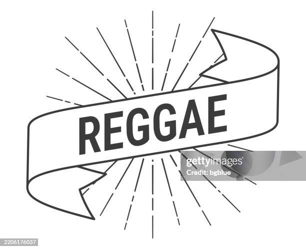 reggae - banner with sunbursts on white background - reggaeton logo stock illustrations