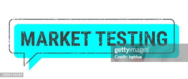 market testing - blue grunge speech bubble on blank background - checking boxes stock illustrations