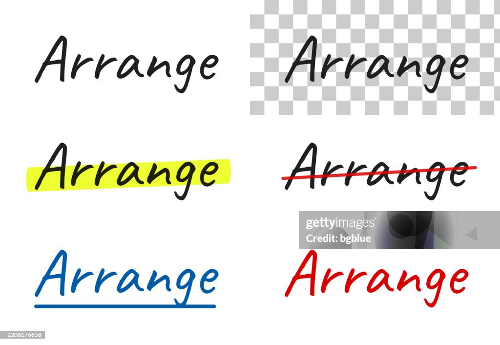 Arrange Text Arrange Handwritten Text Highlighted Crossed Out Underlined On Blank ...