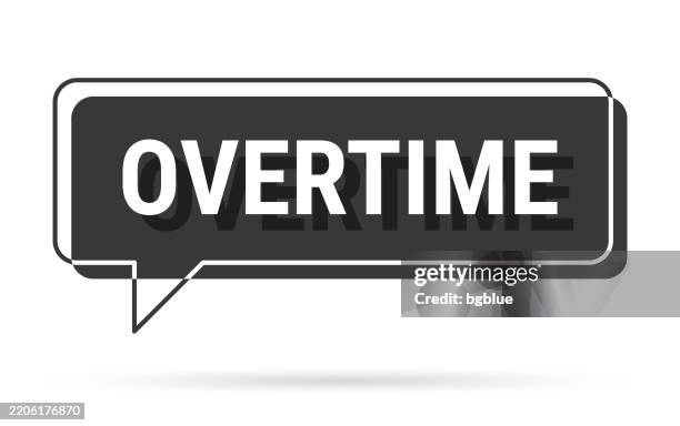 overtime - 3d black speech bubble on white background - rectangle box above stock illustrations