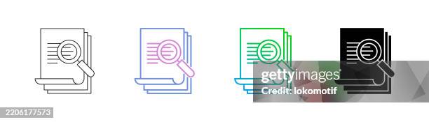 expertise report icon has four styles: editable stroke line, duocolor line, gradient line, and solid. it is suitable for web design, mobile apps, ui, ux, and gui design. - checking mail stock illustrations
