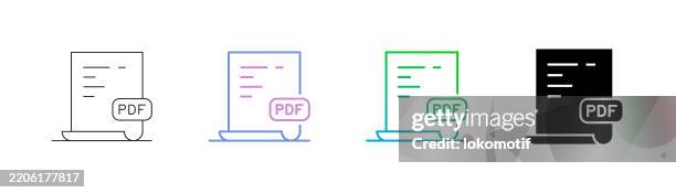 adobe acrobat pdf file icon has four styles: editable stroke line, duocolor line, gradient line, and solid. it is suitable for web design, mobile apps, ui, ux, and gui design. - acrobat pdf icon vector stock illustrations