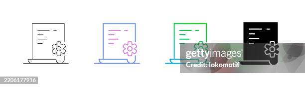 automated document icon has four styles: editable stroke line, duocolor line, gradient line, and solid. it is suitable for web design, mobile apps, ui, ux, and gui design. - java programming language stock illustrations