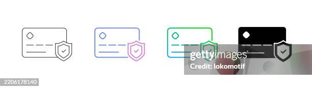 credit card security icon has four styles: editable stroke line, duocolor line, gradient line, and solid. it is suitable for web design, mobile apps, ui, ux, and gui design. - payment encryption stock illustrations