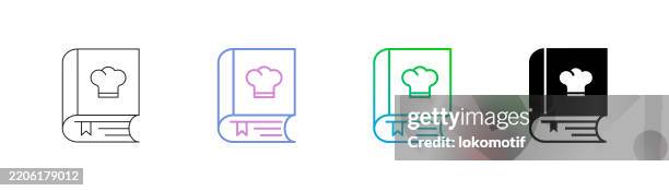 cookbook icon has four styles: editable stroke line, duocolor line, gradient line, and solid. it is suitable for web design, mobile apps, ui, ux, and gui design. - restaurant receipt stock illustrations