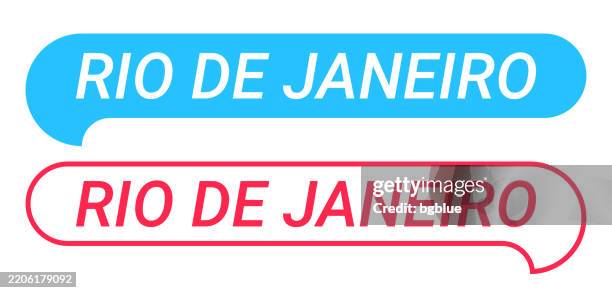 rio de janeiro - blue and red speech bubble on white background - rio de stock illustrations