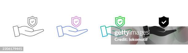 guarantee icon has four styles: editable stroke line, duocolor line, gradient line, and solid. it is suitable for web design, mobile apps, ui, ux, and gui design. - reliability stock illustrations