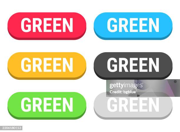 green - colorful 3d click web buttons on blank background - campaign button stock illustrations