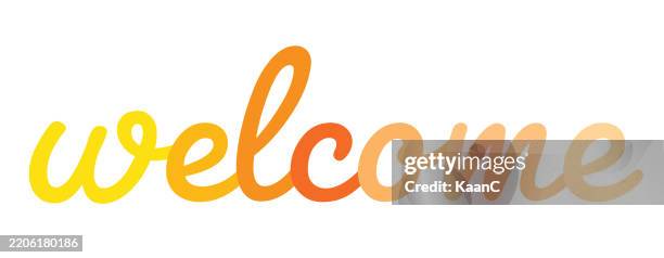 welcome vector lettering design. modern calligraphy. vector stock illustration - welcome sign stock illustrations