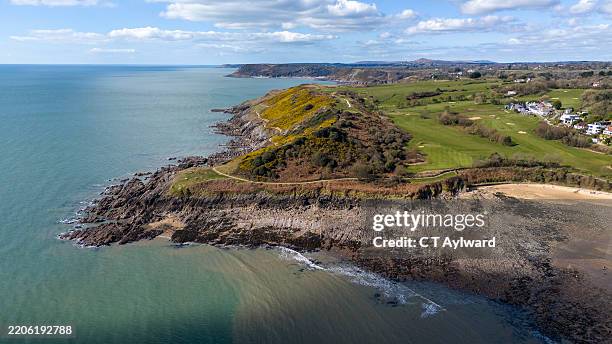 langland bay gower - west glamorgan stock pictures, royalty-free photos & images