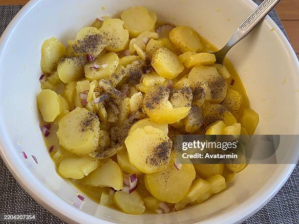 potato salad - boiled potato stock pictures, royalty-free photos & images