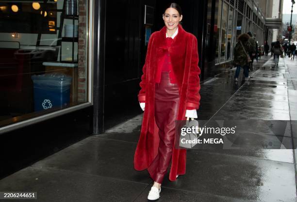 Olivia Palermo is seen arriving at The Empire State Building on March 24, 2025 in New York, New York.