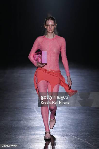 Model walks the runway in a design by Chika Kisada during Rakuten Fashion Week TOKYO 2025 A/W on March 21, 2025 in Tokyo, Japan.