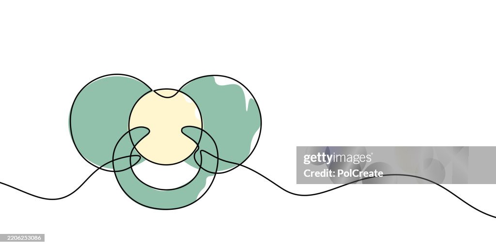 Pacifier Simple Image Simple Continuous Line Drawing Of A Baby Pacifier In Color Symbolizing ...
