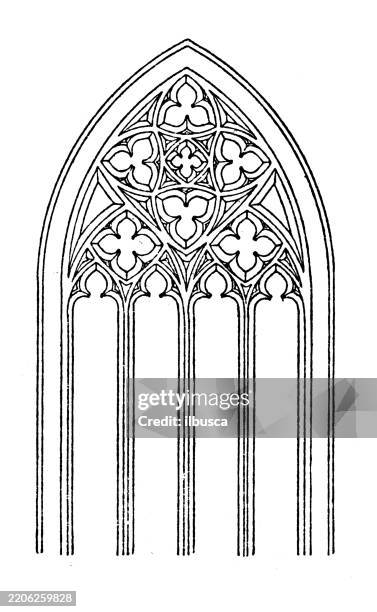 gothic tracery - geometric ornament, decoration, design element - gothic style stock illustrations