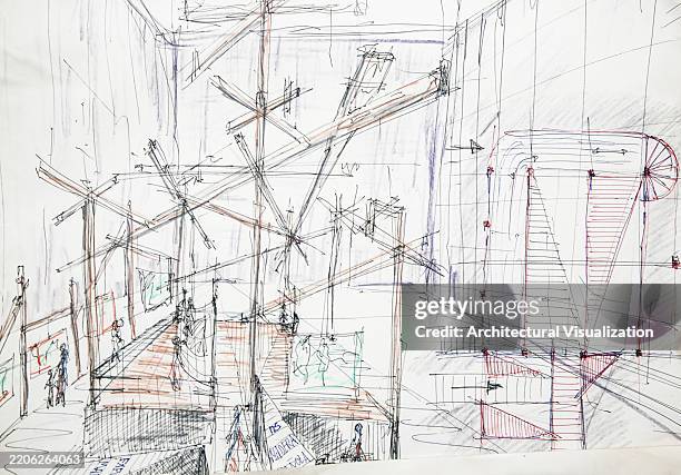 Architecture Design Problem Architect Handmade Drawings And Sketches Showing Design Thinking ...