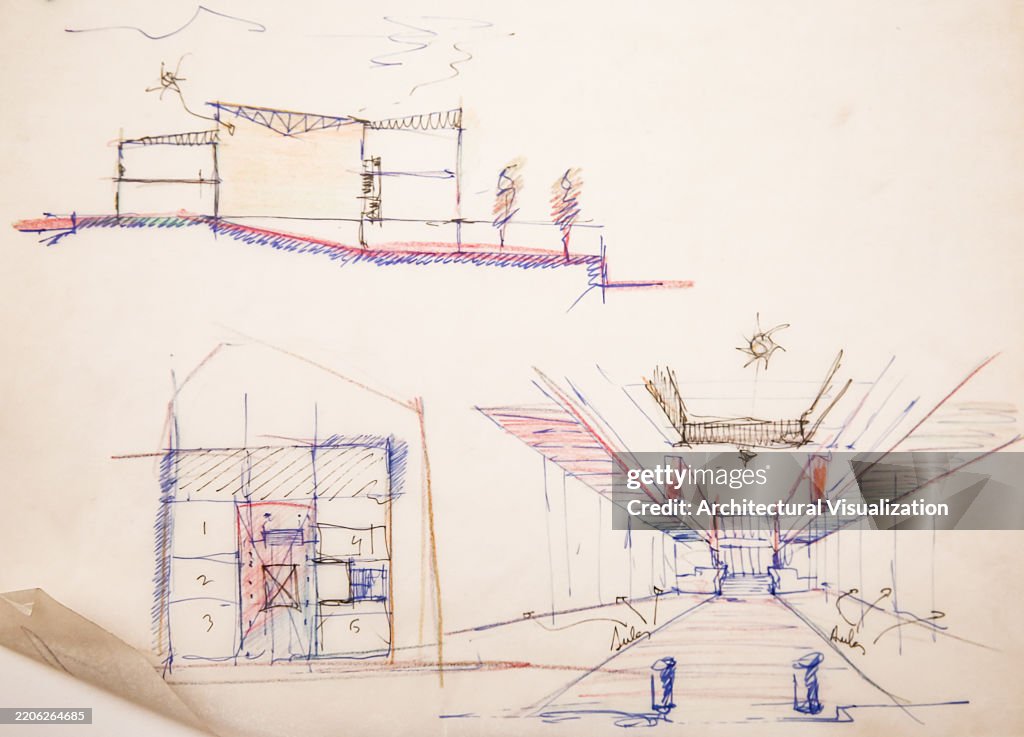 Architecture Design Problem Architect Handmade Drawings And Sketches Showing Design Thinking ...