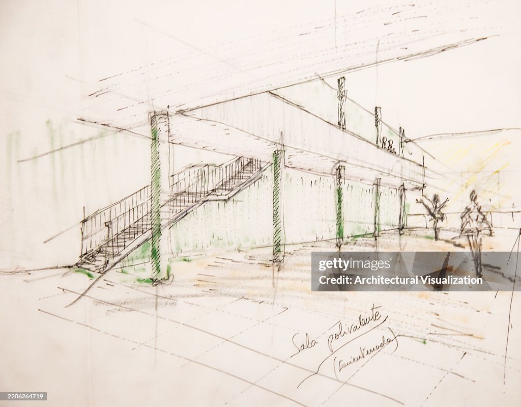 Problem Solving Patio Design Architect Handmade Perspective Sketch Showing Design Thinking Process ...