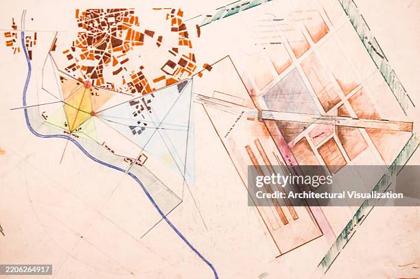 Urban Planning Diagram On City Map Highlighting Patterns And Alignments ...