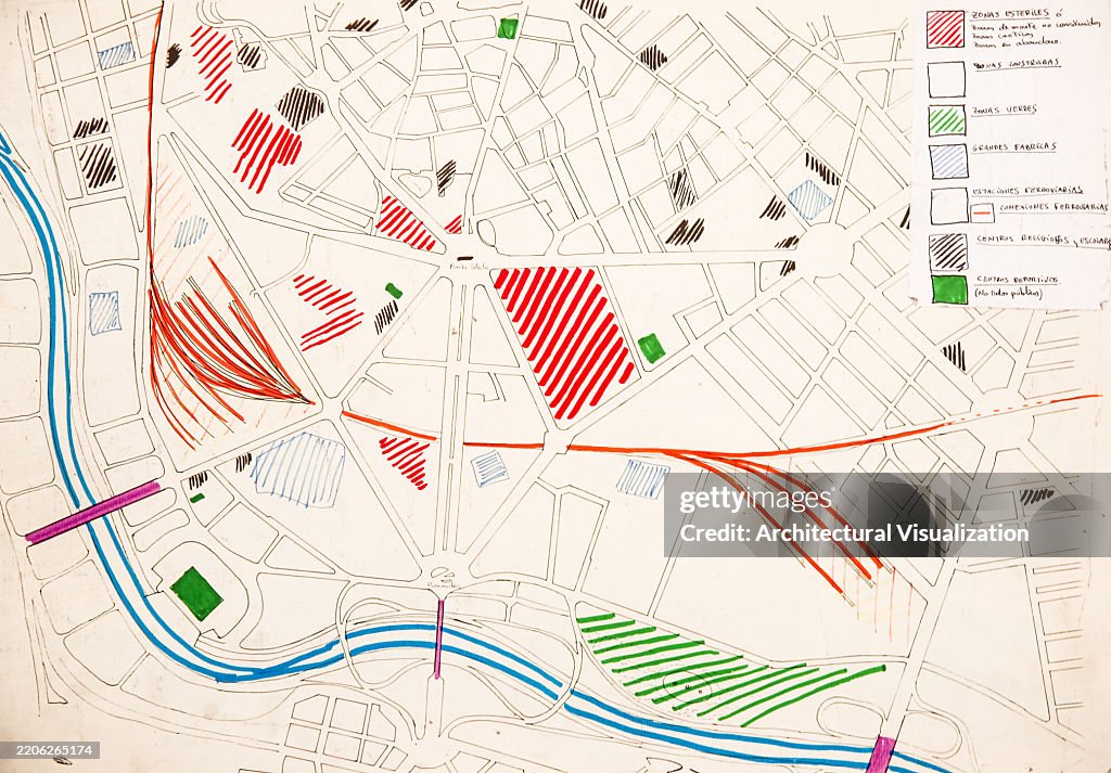 Urban Planning Diagram On City Map Highlighting Patterns And Alignments ...