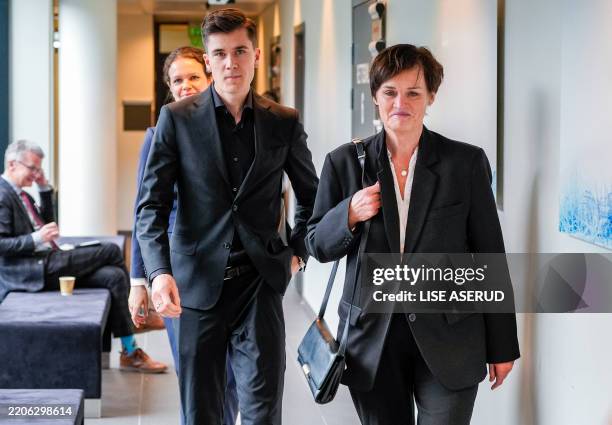 Norwegian athlete Jakob Ingebrigtsen is seen with his lawyer Mette Yvonne Larsen at the South Rogaland District Court during the criminal case...