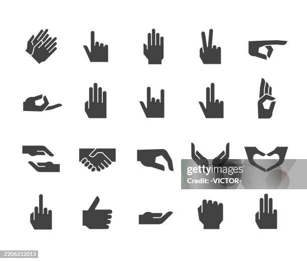 hands icons - classic series - four hands icon stock illustrations