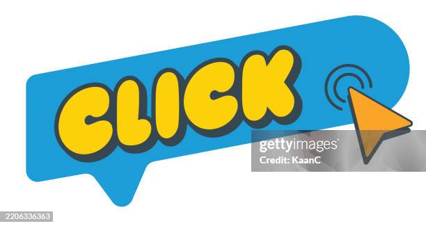 Lettering Composition Of Click Here Stock Illustration High-Res Vector ...