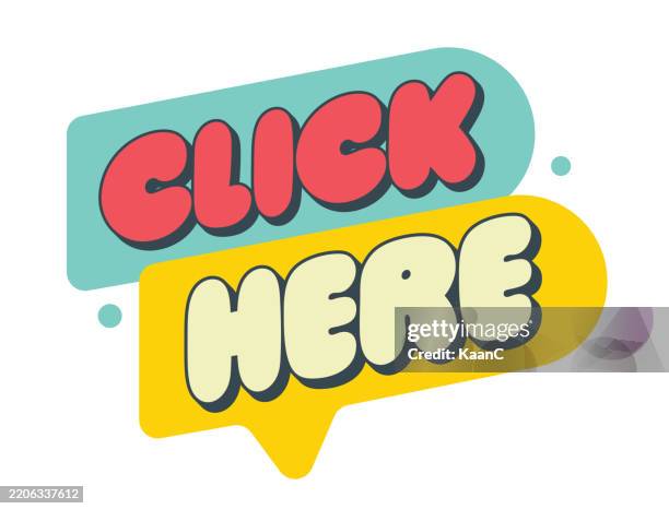 Lettering Composition Of Click Here Stock Illustration High-Res Vector ...