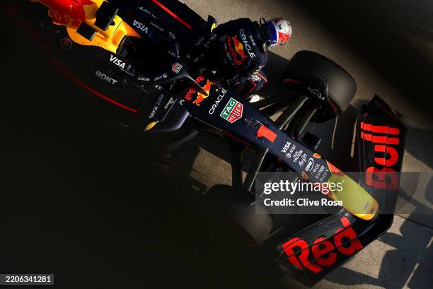 Max Verstappen of the Netherlands driving the Oracle Red Bull Racing RB21 arrives in parc ferme during qualifying ahead of the F1 Grand Prix of China...