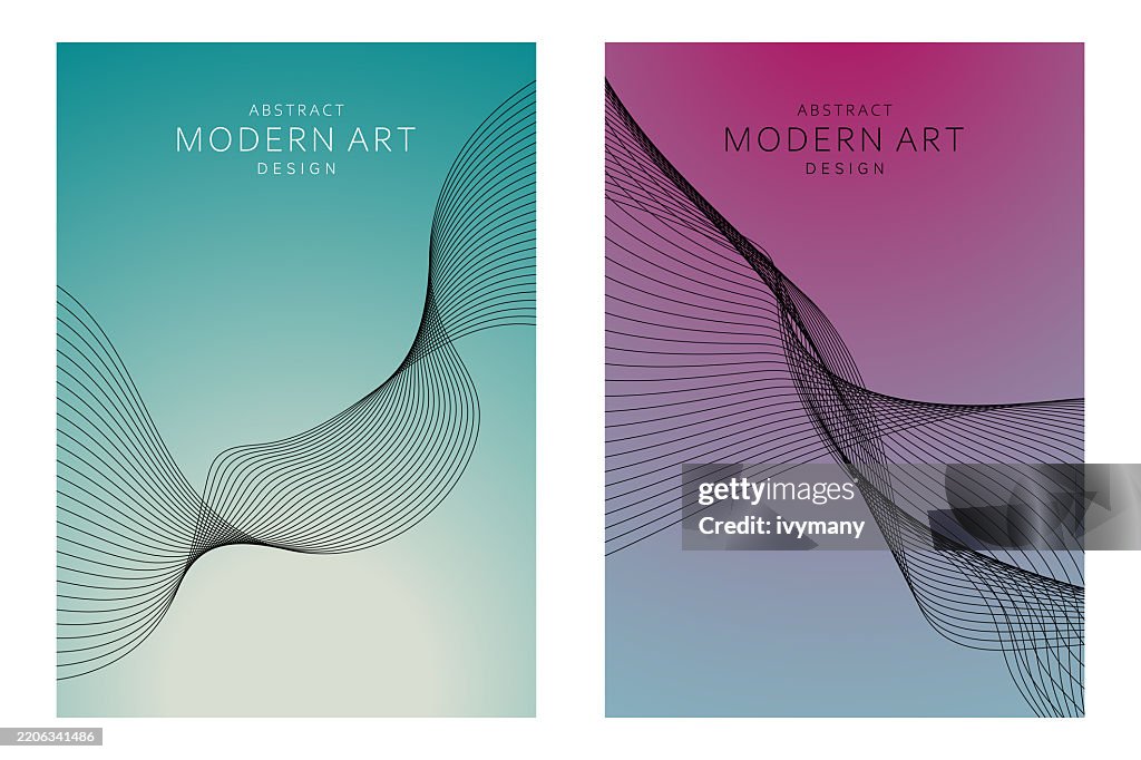 Vector Fluidity Lines Modern Art Concepts Poster Abstract Backgrounds