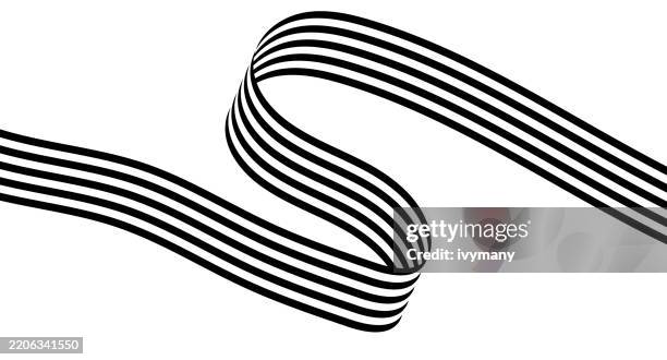 abstrakter schwarz-weißer streifen bandelement-hintergrund - verdreht stock-grafiken, -clipart, -cartoons und -symbole