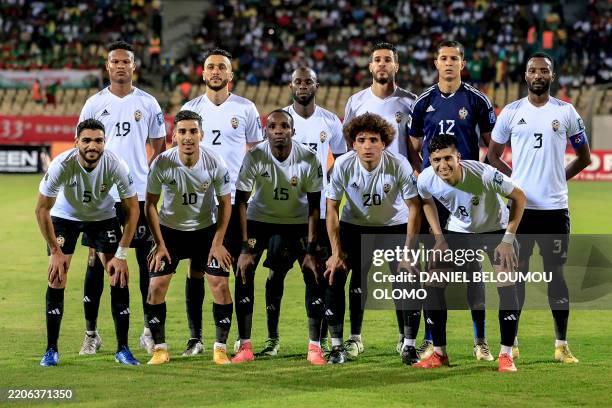Libya's players pose prior to the FIFA World Cup 2026 Africa qualifiers group D match between Cameroon and Libya at the Omnisports Ahmadou-Ahidjo...