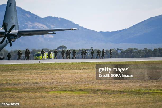 Training exercise demonstration by the Royal Australian Air Force on display at the Avalon Air Show, The Avalon Australian International Airshow 2025...