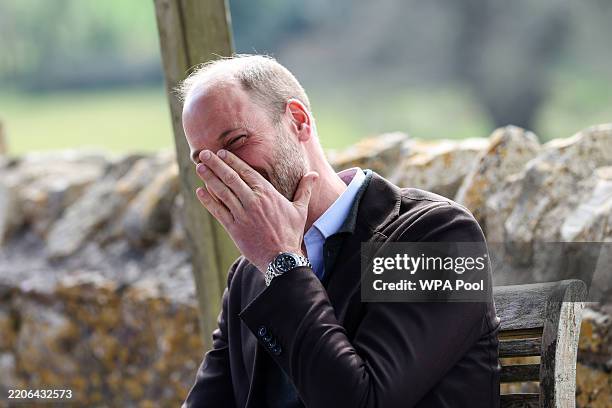 Prince William, Prince of Wales speaks with farmers during an event for sixty of the Duchy of Cornwall's next generation of farming tenants, on March...