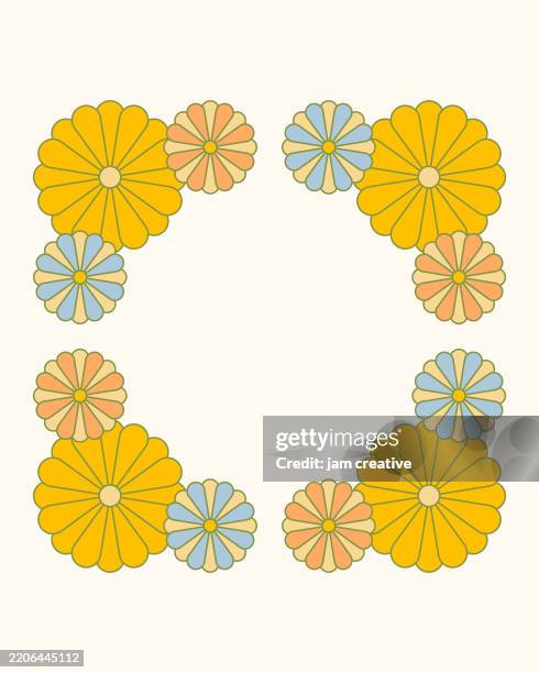 vintage blossom bouquet flower icon design elements - marigold stock illustrations