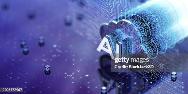 nube de ia. tecnología de computación en la nube. conceptos de big data - computación en nube fotografías e imágenes de stock