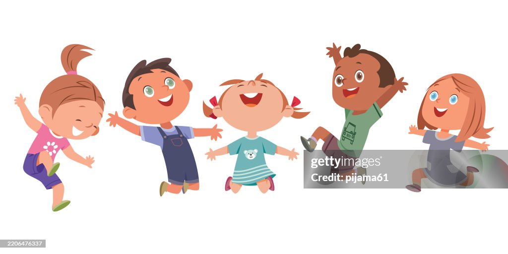 Happy Multi Ethnic Kids jugando juntos