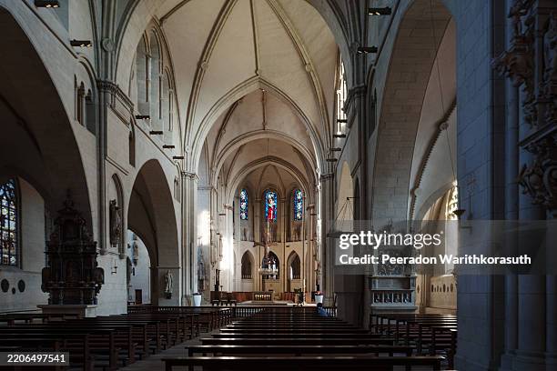 interior view inside domplatz münster. - cologne cathedral inside stock pictures, royalty-free photos & images