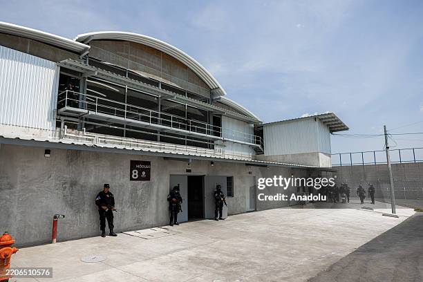 Homeland Security Secretary Kristi Noem visits Confinement Center against Terrorism , in Tecoluca, San Vicente, El Salvador on March 26, 2025.