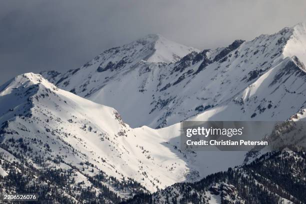 General view of a mountain landscape before competitio in the women's Super-G during the STIFEL FIS World Cup Finals at Sun Valley Resort on March...