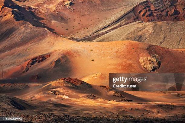 volcanic landscape in timanfaya national park, lanzarote, canary islands - timanfaya stock pictures, royalty-free photos & images