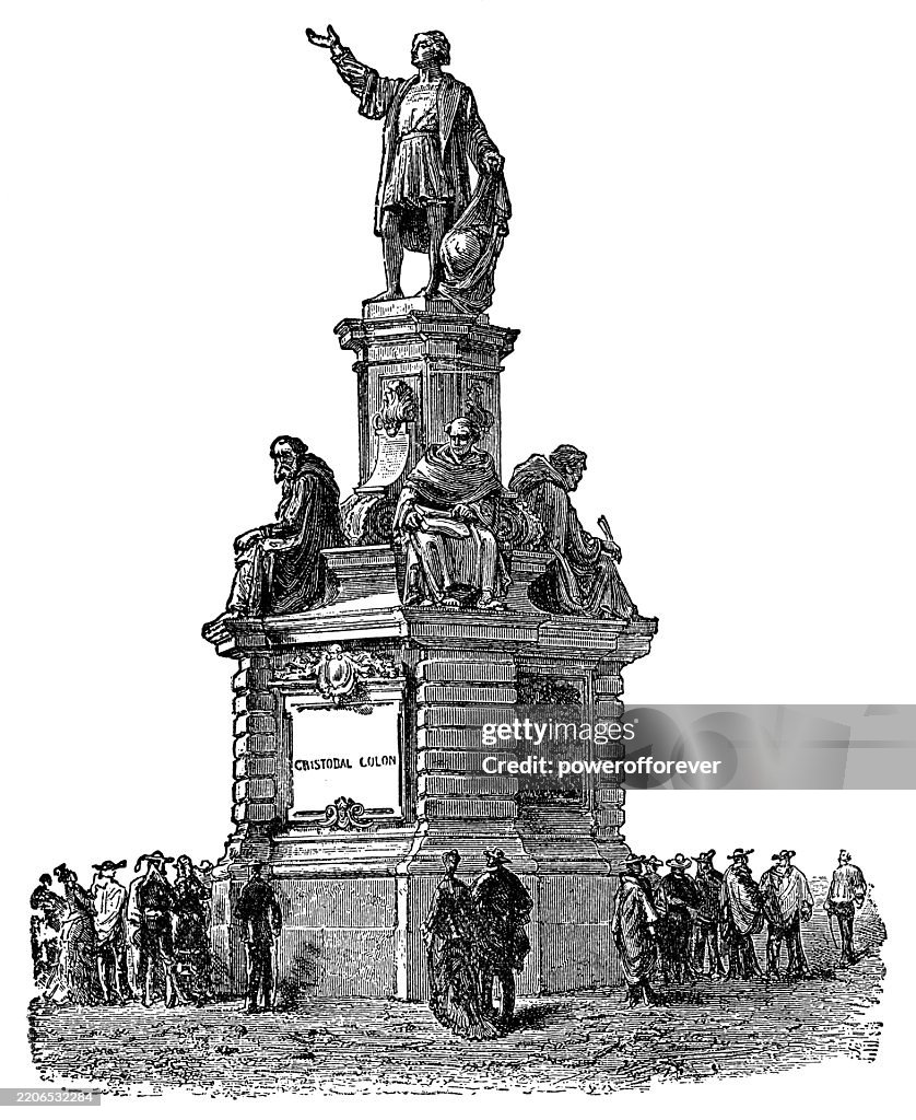 Monument to Christopher Columbus by Charles Cordier in Mexico City, Mexico - 19th Century