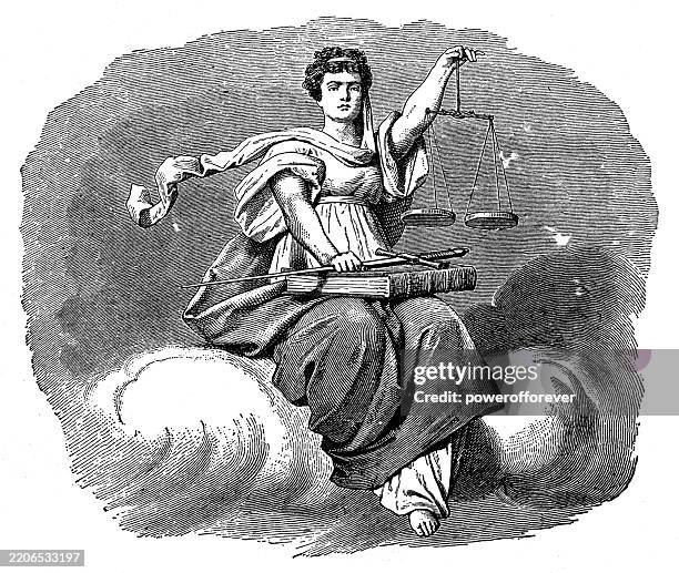 lady justice - 19th century - justice concept stock illustrations