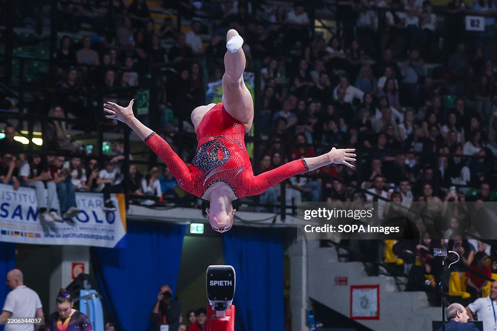 Manila Esposito of AS Ginnastica Civitavecchia seen during...