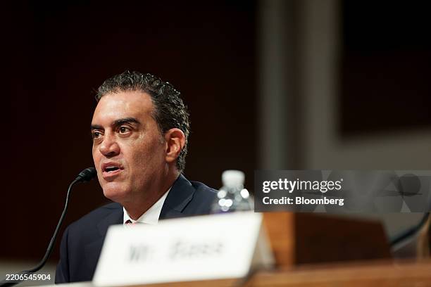 Emil Michael, under secretary of defense for research and engineering nominee for US President Donald Trump, during a Senate Armed Services Committee...